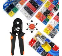 Kit attrezzo per boccole a crimpare, kit boccole per crimpatura connettori, boccole a 4 angoli con regolazione automatica AWG23-5, terminali elettrici, pinza a cricchetto per crimpatura pin, per audio