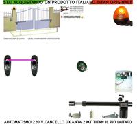 KIT ATTUATORE DX MOTORE 220 V CANCELLO ELETTRICO 2 METRI FOTO RADIOCOM FAROLED