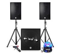 Kit audio DJ Prestazioni BM Bmsonic 2700W - Altoparlanti DJ 15" + Cassetto 18" + Piedi - USB/BLUETOOTH - Set di luci