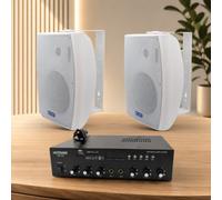 Kit Audio Filodiffusione 120W con 2 Casse e Amplificatore montaggio a Parete