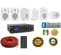 KIT AUDIO FILODIFFUSIONE 2 ZONE 100Watt+6 Altoparlanti+Bluetooth+100Mt Cavo
