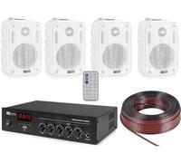 KIT AUDIO FILODIFFUSIONE BLUETOOTH CON 4 O 6 CASSE AUDIO DA PARETE COMPLETE DI STAFFE (4 CASSE BIANCHE)