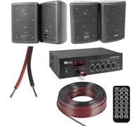 KIT AUDIO FILODIFFUSIONE BLUETOOTH CON 4 O 6 CASSE AUDIO DA PARETE COMPLETE DI STAFFE (4 CASSE NERE)