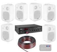 KIT AUDIO FILODIFFUSIONE BLUETOOTH CON 4 O 6 CASSE AUDIO DA PARETE COMPLETE DI STAFFE (6 CASSE BIANCHE)