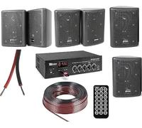 KIT AUDIO FILODIFFUSIONE BLUETOOTH CON 4 O 6 CASSE AUDIO DA PARETE COMPLETE DI STAFFE (6 CASSE NERE)