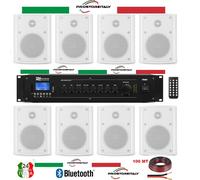 KIT AUDIO FILODIFFUSIONE BLUETOOTH+TELECOMANDO+ 8 CASSE DA PARETE CON STAFFE