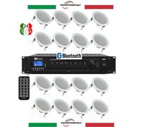 KIT AUDIO FILODIFFUSIONE BLUETOOTH+USB+TELECOMANDO+16 CASSE DA INCASSO