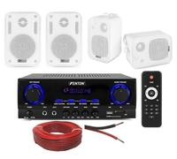 KIT AUDIO FILODIFFUSIONE CON 4 CASSE BIANCHE O NERE + TELECOMANDO+50 METRI DI CAVO (CON 4 CASSE BIANCHE)