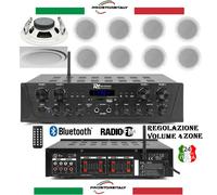KIT AUDIO FILODIFFUSIONE CONTROFFITTO VOLUME SEPARABILI 4 Z. BLUETOOTH RADIO FM