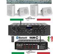 KIT AUDIO FILODIFFUSIONE PER ESTERNI VOLUME SEPARABILE 4 ZONE BLUETOOTH RADIO FM