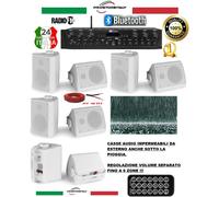 KIT AUDIO FILODIFFUSIONE PER ESTERNO : 10 CASSE+AMPLIFICATORE+RADIO FM+BLUETOOTH