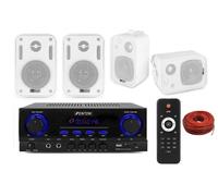 KIT AUDIO FILODIFFUSIONE PER LOCALI CON BLUETOOTH SLOT USB TELECOMANDO CON CASSE