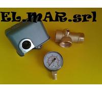 KIT AUTOCLAVE Manometro + Raccordo 5 Vie + Pressostato Meccanico elettro pompa