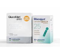 Kit Autocontrollo Glicemia GlucoMen® areo Sensor 25 Strisce + Glucoject® Lancets Extra 33G, 25Pz
