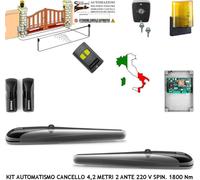 KIT AUTOMATISMO BOB COMPLETO PER CANCELLO 2 ANTE 4,2 MT 220 V 1 RADIOC FOTO LAMP