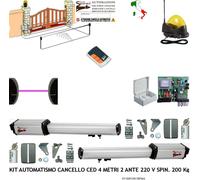 KIT CANCELLO ELETTRICO 2 MT 2 ANTE CED 2 MOTORI 220 V FOTOC LAMPEGG RADIOC FARO