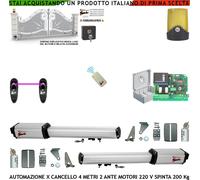 Kit Automatismo Cancello 4 Metri 2 Ante Motori 230 V Fotoc Radioc selet 2Ck Faro