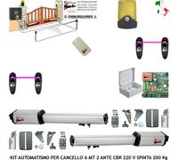 KIT AUTOMATISMO CANCELLO 6 MT 2 ANTE CBR 2 MOTORI 220 V RADIOC 2 FOTO FARO SELET