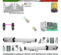 Kit Automatismo Cancello REC 5 MT 2 Ante 2 Motori 230 V 2 Radioc Fotoc Faro Cart