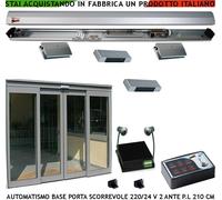 KIT AUTOMATISMO SCRIGNO PORTE VETRO PASSAG 290 CM 220/24 V 2 PINZE 2 RADAR SICUR