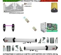 Kit Automazione Cancello 4 MT 2 Ante 2 MT 2 Motori 230 V 2 Radiocom Fotocel Faro