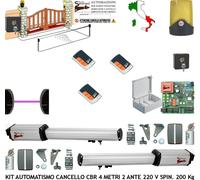 KIT AUTOMAZIONE CANCELLO 4 MT 2 ANTE CBR MOTORI 220 V 3 RADIOC FOTOC FARO 2 SELE