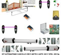 KIT AUTOMAZIONE CANCELLO 5 MT 2 ANTE CBR 2 MTORI 220 V 2 TELEC 2 FOTOC FARO SELE