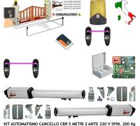 KIT AUTOMAZIONE CANCELLO AUTOMATICO 5 MT 2 ANTE 220 V. RADIOC SELET 2 FOTOC FARO