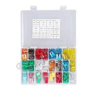 Kit automobilistico - Tipo S a lama 250 pcs, valutazioni multiple per protezione dei circuiti, compatibili con motociclette di camion auto ATV, lega di zinco durevole, stoccaggio