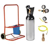 KIT AZOTO CON BOMBOLA PIENA DA 5 LT RIDUTTORE DI PRESSIONE CARRELLO PORTABOMBOLE