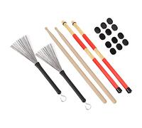 Kit Bacchette Rute Brush Damper Drum Set Strumento Musicale Accessori da Gioco con Borsa (M02763 nero)