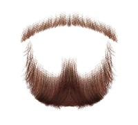 Kit baffi finti marroni con pizzetto in veri capelli umani, set di barba riutilizzabile per cosplay, feste ed eventi di vestire, semplice da applicare e mantenere