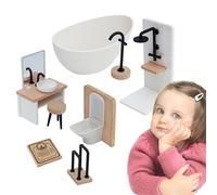 Kit Bagno Casa Bambola - Arredi Miniatura Plastico, Complementi Finzione Per Bambini | Incoraggia Gioco Fantasia E Decorazione Ambiente Dettagliata Con Casette