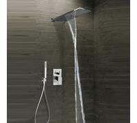Kit bagno doccia soffione acciaio con cascata Mix incasso + deviatore doccetta