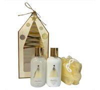 Kit bagnodoccia 150ml + latte corpo 150ml + spugna Camomilla Christmas