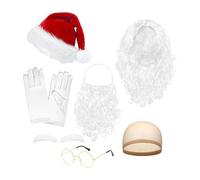 Kit Barba E Parrucca Babbo Natale - Costume Carnevale Natalizio Per Feste,Giochi Di Natale Per Marito Moglie Figlia