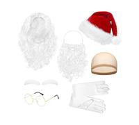 Kit Barba E Parrucca Babbo Natale | Costume Carnevale Natalizio Per Feste - Set Completo Con Barba Parrucca Cappello Occhiali Guanti Sopracciglia Capelli Per Donne Uomini Ragazzi
