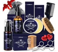 Kit Barba per Uomo, Set Regalo Cura della Barba Uomo, Regalo per Lui | Cura Barba,Beard Kit Olio, Shampoo, Balsamo, Pettine, Spazzola, Pettine Rasoio Capelli, Forbici, Sacca, Regalo Originale Uomo