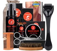 Kit Barba Uomo con Olio per Barba, Crema per Barba, Detergente per Barba, Spazzola per Barba, Pettine per Barba, Forbici per Barba Set Barba Uomo e Accessori Barba