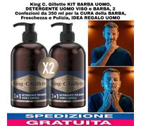 KIT BARBA UOMO, DETERGENTE UOMO VISO e BARBA, 2pz da 350ml x La Cura Della Barba