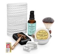 Kit barba uomo professionale - incluso rasoio, custodia, pennello da barba, sapone da barba, ciotola da barba, olio da barba e panno da barba - set perfetto per la routine della rasatura quotidiana