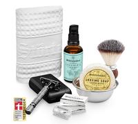Kit barba uomo professionale - incluso rasoio, custodia, pennello da barba, sapone da barba, ciotola da barba, olio da barba e panno da barba - set perfetto per la routine della rasatura quotidiana