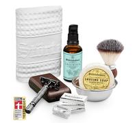 Kit barba uomo professionale - incluso rasoio, custodia, pennello da barba, sapone da barba, ciotola da barba, olio da barba e panno da barba - set perfetto per la routine della rasatura quotidiana