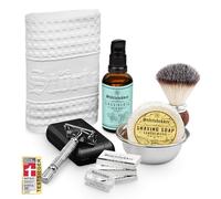 Kit barba uomo professionale - incluso rasoio, custodia, pennello da barba, sapone da barba, ciotola da barba, olio da barba e panno da barba - set perfetto per la routine della rasatura quotidiana