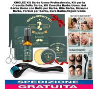 Kit Barba Uomo Professionale, Kit per la Crescita Della Barba,Rullo Olio Balsamo