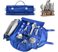 Kit Barista Viaggio 20 Pezzi Professionale Bar Tool Set con Borsa Portatile e Tracolla per Barman Nuovi ed Esperti