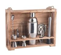 Kit Barman Professionale in Acciaio 10 Pezzi Set Cocktail Shaker con Supporto con Cucchiaio da Bar con Tutti Gli Accessori Essenzial kit da barista per Casa Bar Festa,Regalo per Donna Uomo