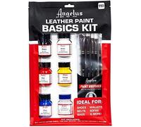Kit base per la pittura in pelle, contiene 1 once bottiglie di nero, bianco, rosso, blu, giallo e preparatore, oltre a un set di 5 pennelli (799-01-KIT)