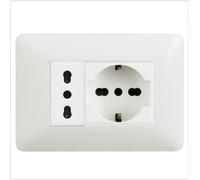 Kit Base Punto Presa Bivalente Presa Schuko Bticino Matix Bianco Pezzi 4