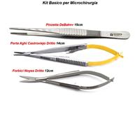 Kit Basico per Microchirurgia Porta Aghi Chirurgici Castroviejo Pinzetta DeBakey